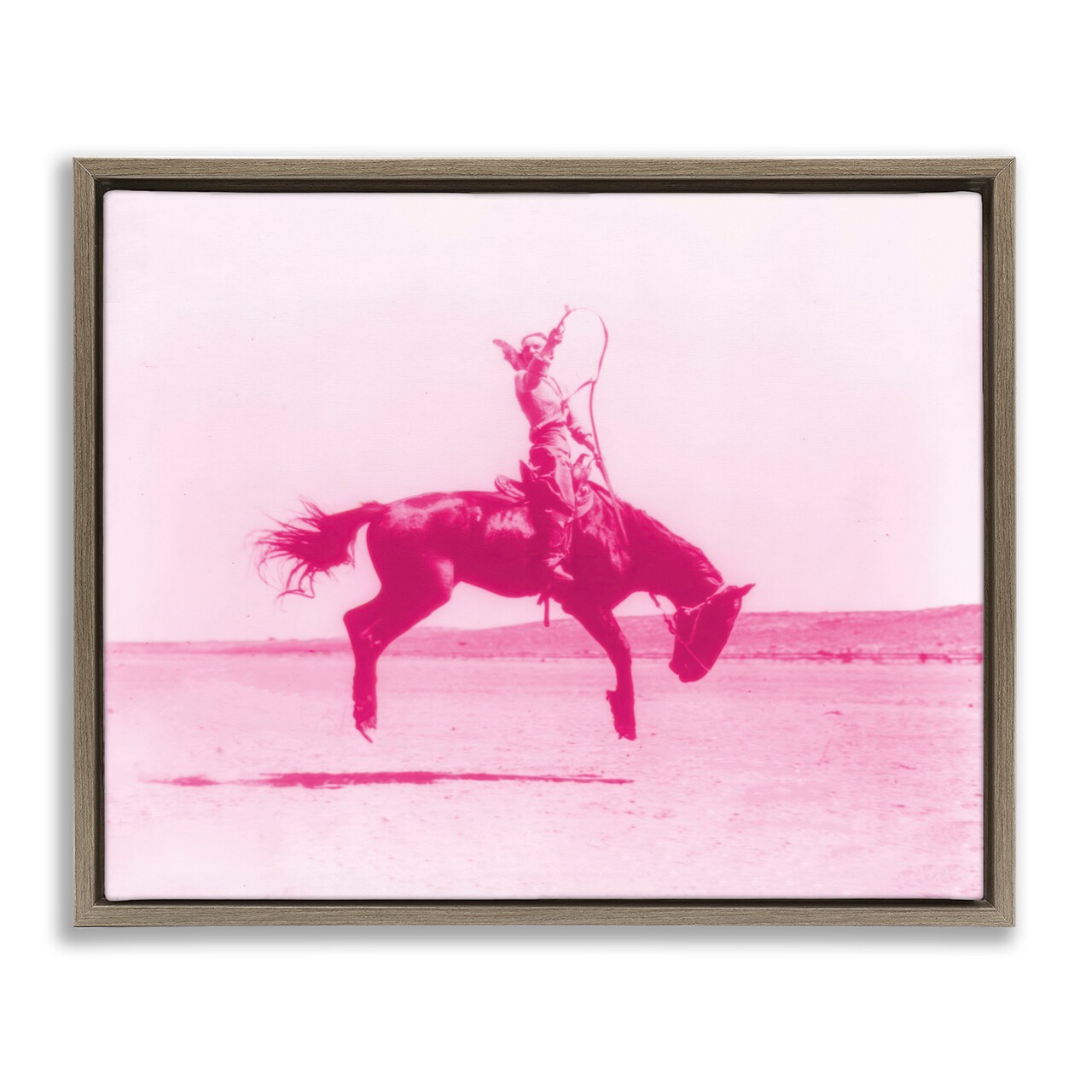 Stupell Industries Pink Galloping Cowgirl Framed Floater Canvas Wall Art Design by Daphne Polselli
